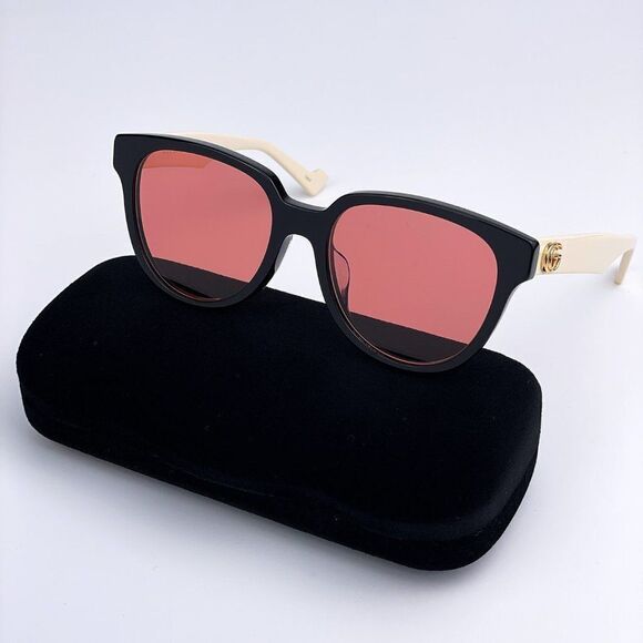 NEW  Gucci GG0960SA 004 Black White Orange Wayfarer Women Sunglasses - Picture 1 of 11